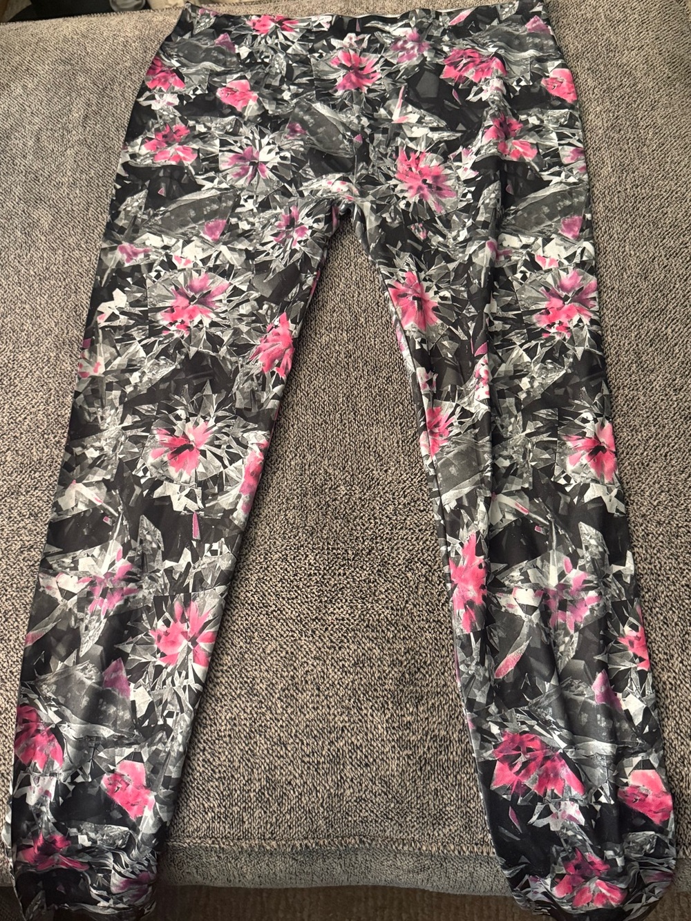 No Boundaries Black Leggings with Pink Floral Print